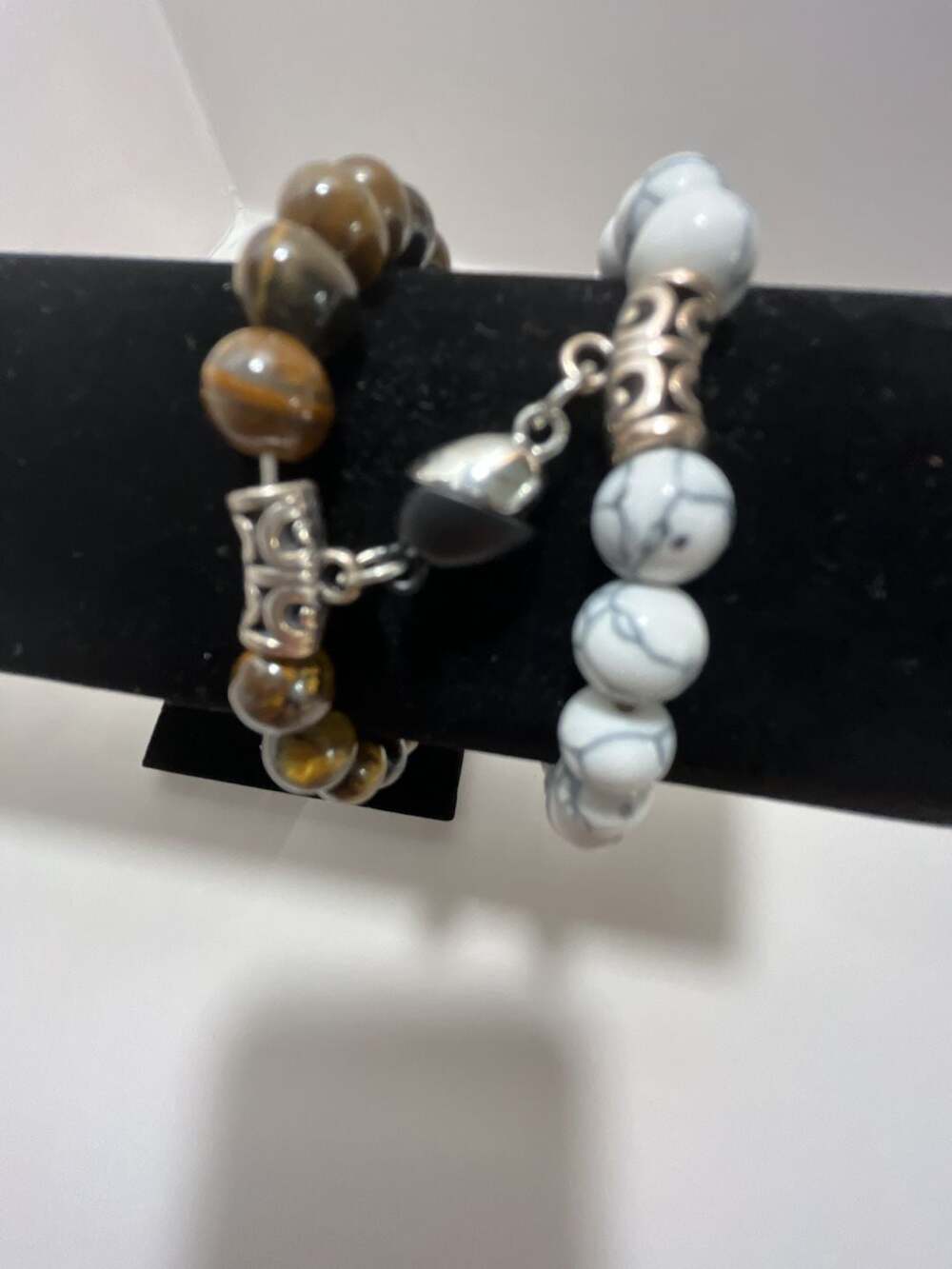 Strung The Soldier & The Rebel Duo Beaded Bracelet Set with Tiger Eye and White